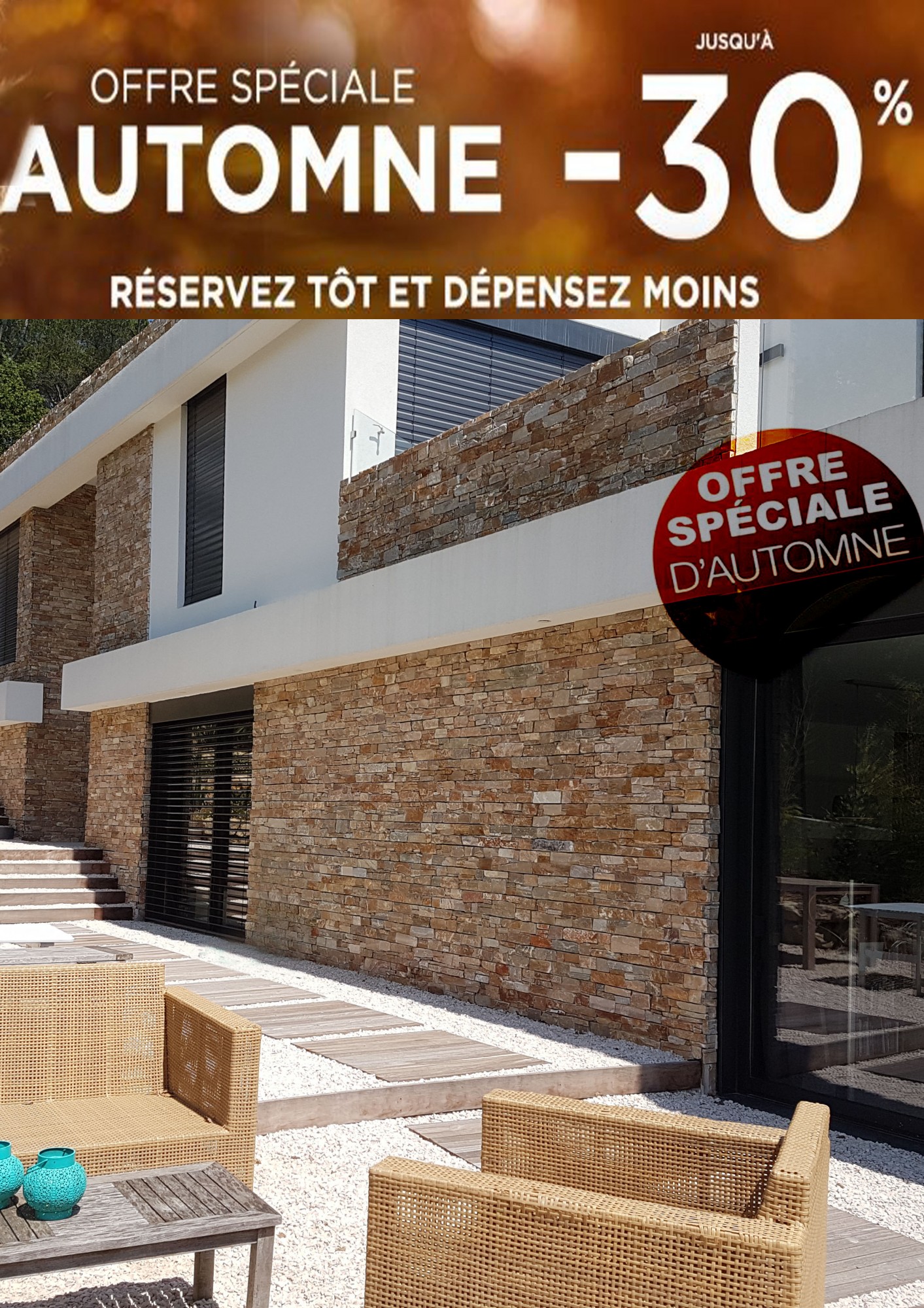 offre promotionnelle parement en pierre naturelle stone panel Nice Cannes french riviera